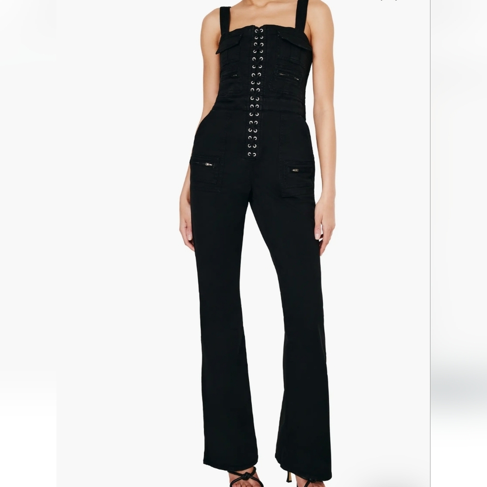 NWT! Good American Lace Up Utility Twill Jumpsuit XS